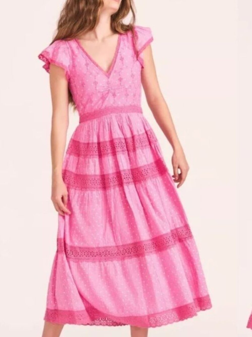 NWT LoveShackFancy Abena Midi Dress in Pink